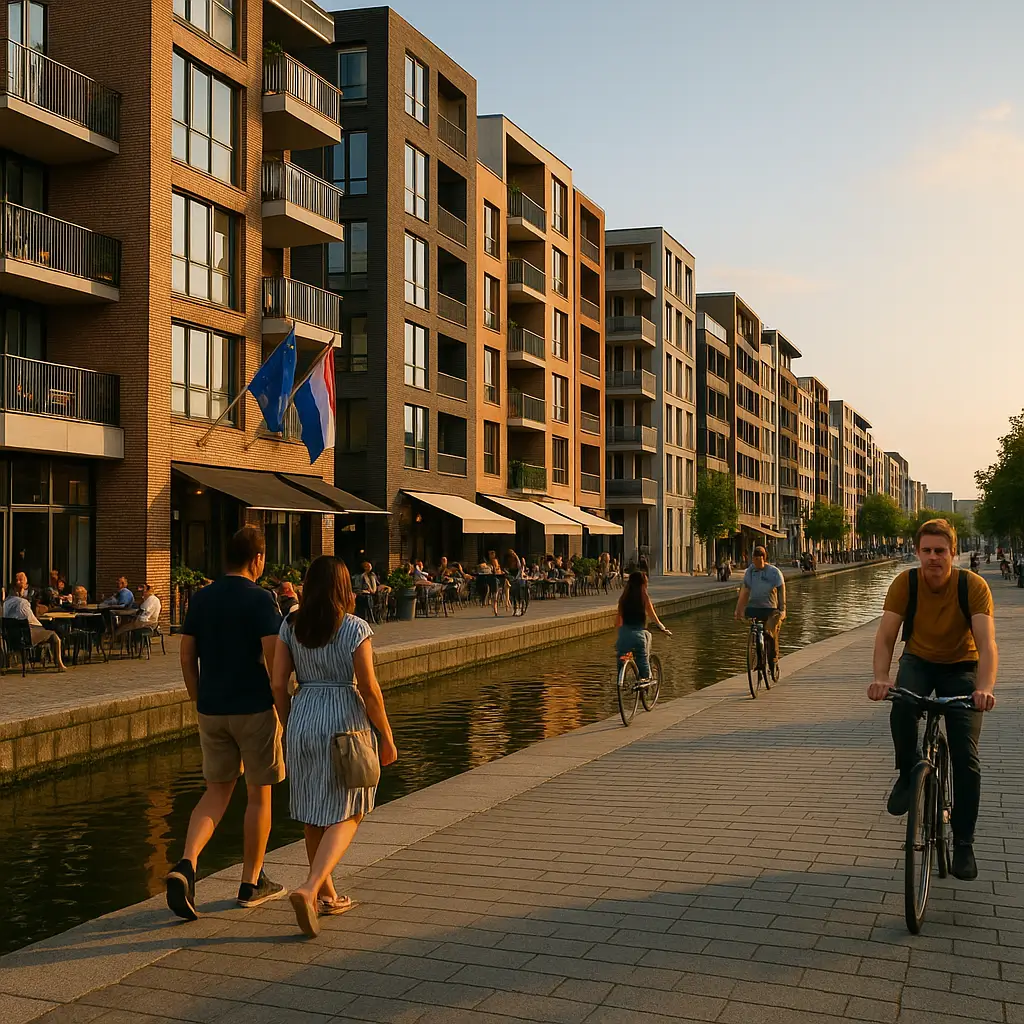 coût vie Europe : Vie résidentielle le long d'un canal aux Pays-Bas