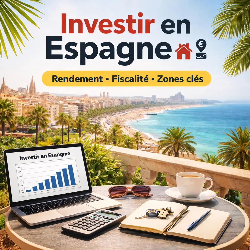 investir en Espagne vue sur ville côtière avec analyse rendement immobilier et fiscalité 2026
