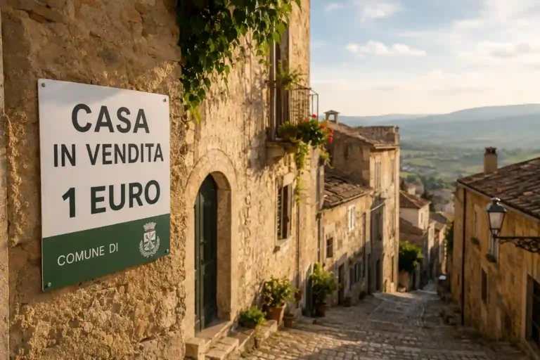 acheter une maison en Italie pour 1 euro dans un village historique sicilien au coucher du soleil