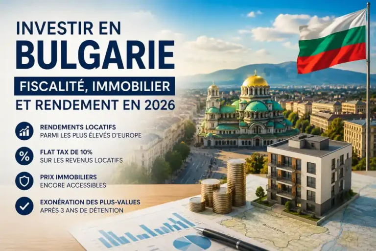 Investir en Bulgarie : fiscalité, immobilier et rendement en 2026 avec Sofia, immeuble résidentiel et indicateurs de rentabilité immobilière