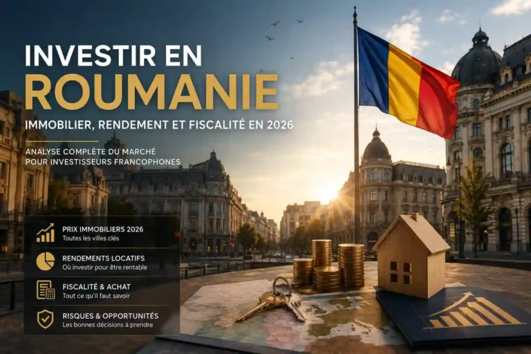 Investir en Roumanie : vue premium de Bucarest avec immobilier, investissement locatif, rendement et fiscalité en 2026