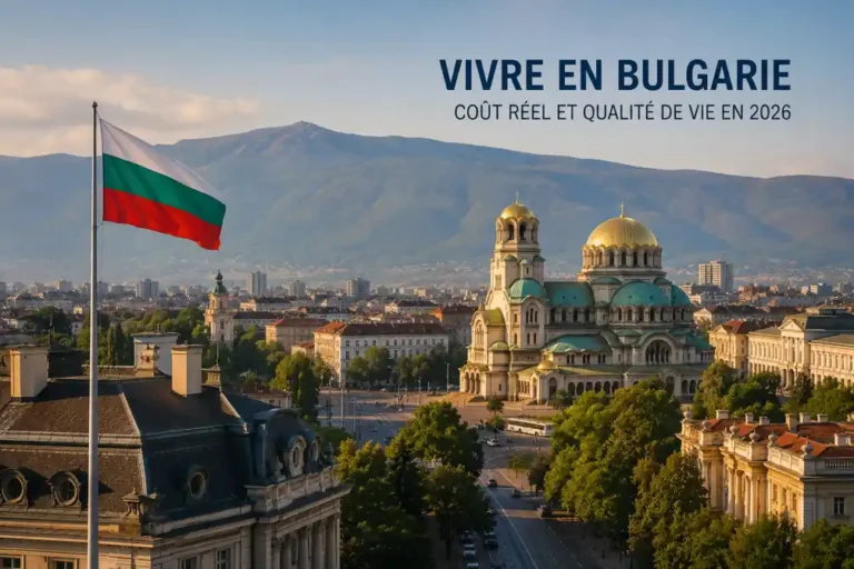 vivre en Bulgarie avec vue panoramique sur Sofia, la cathédrale Alexandre-Nevski et les montagnes en arrière-plan en 2026