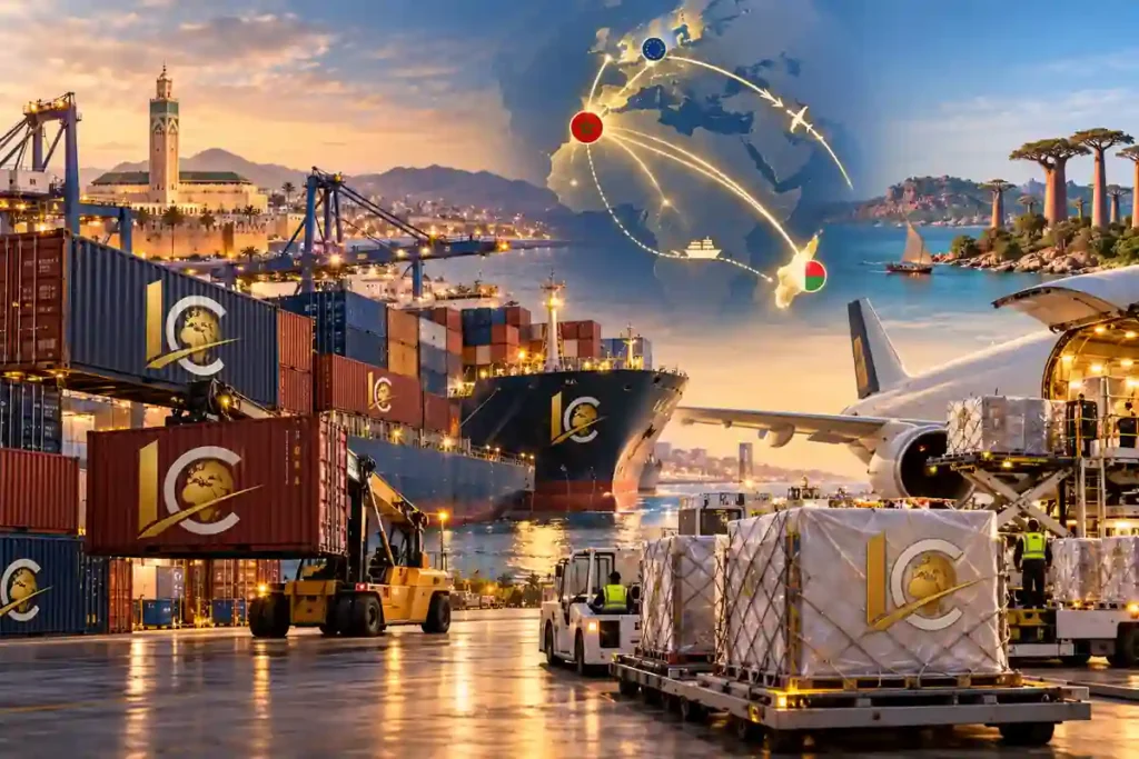Déménager au Maroc avec conteneur maritime et fret aérien entre l’Europe, le Maroc et Madagascar